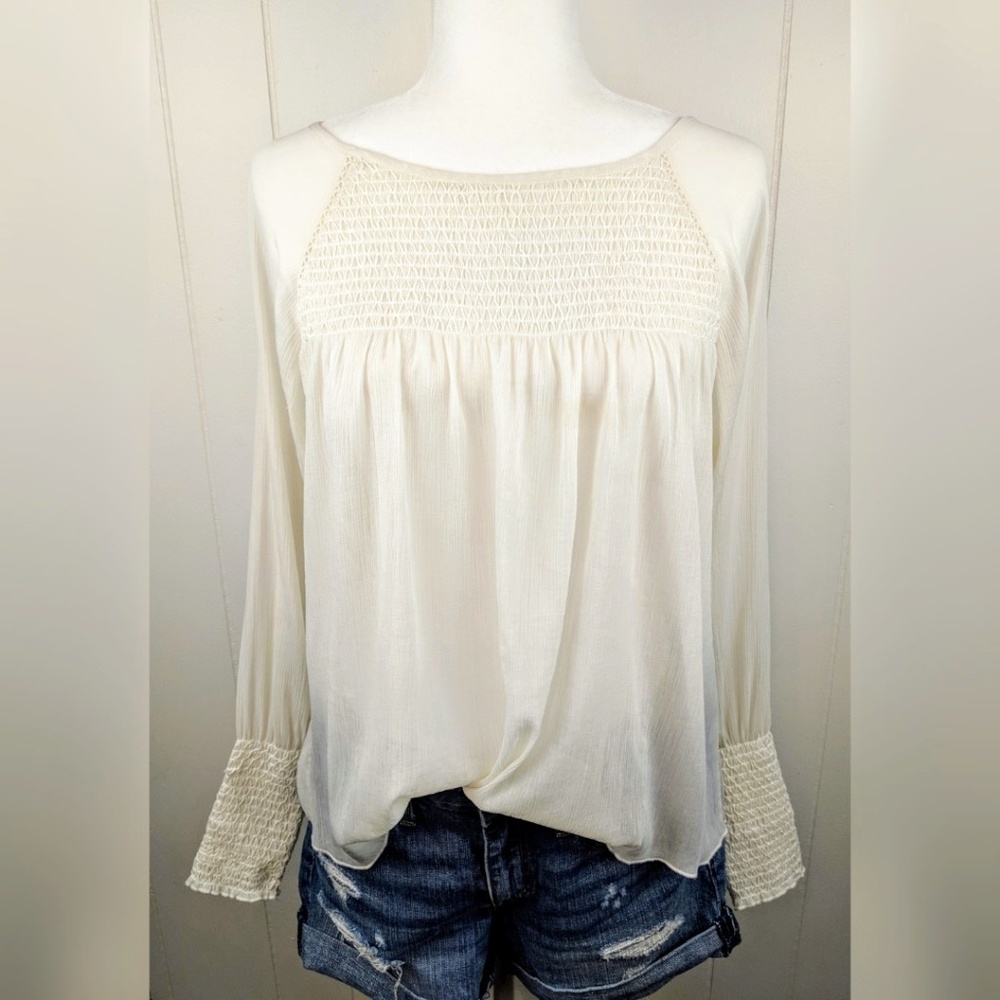 Zara Basic Collection Ivory Boho Blouse, S - Picture 2 of 6